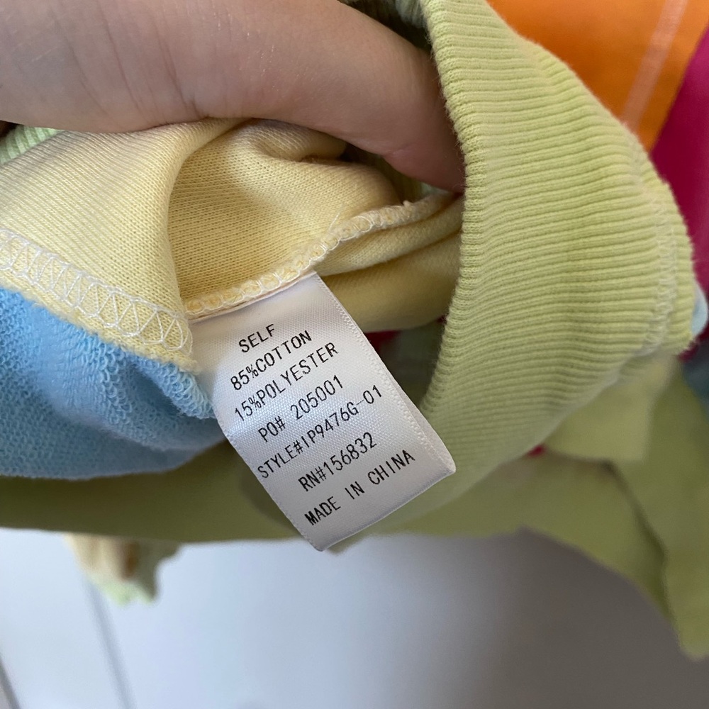 BiBi colorful patchwork exposed stitching colorblock oversized crewneck top XL - Picture 9 of 10